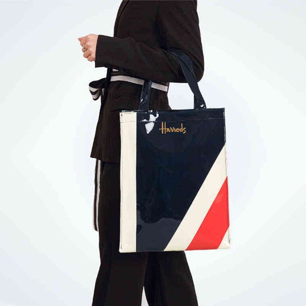 

simple stylish pvc reusable shopping bag women's eco friendly flower shopper bag waterproof handbag lunch tote shoulder bag 220616