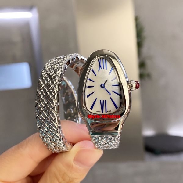 

9 styles watches 35mm swiss quartz womens watch mother of pearl dial stainless steel twine bracelet ladies wristwatches new, Slivery;brown