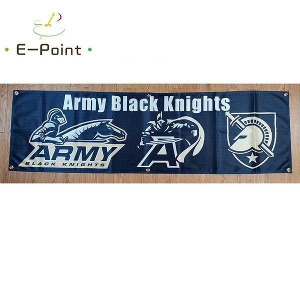 130GSM 150D Materiale Bandiera dei cavalieri neri dell'esercito NCAA Stampa fronte-retro 1,5 * 5 piedi (45 cm * 150 cm) Tessuto a maglia ordito Decorazione banner volante casa giardino flagg