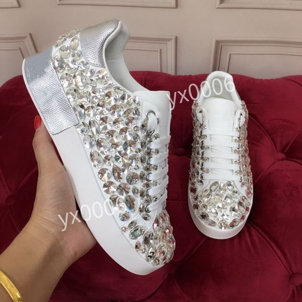 

autumn full-diamond gradient thick-soled sneakers brand designer women's casual shoes women's shining rhinestones, Black