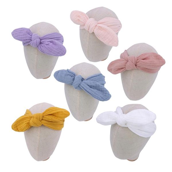 Haarschmuck, verstellbares Musselin-Baumwoll-Stirnband für geborene Kleinkinder, Mädchen, Kinder, Gaze-Turban-Stirnbänder, Ohr-Haarbänder, Haare, Haare