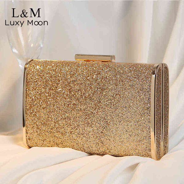 Sacos de noite lantejoulas de ouro de embreagem de ouro textura Duro metal caixa de prata embreagem bolsa de bolsa para festa banquete Bolsa x474 220325