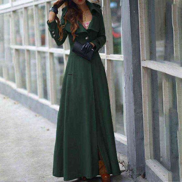 

women's trench coats winter lapel slim parka overcoat jacket womens elegant long coat outwear material button decoration 2022 t220811, Tan;black