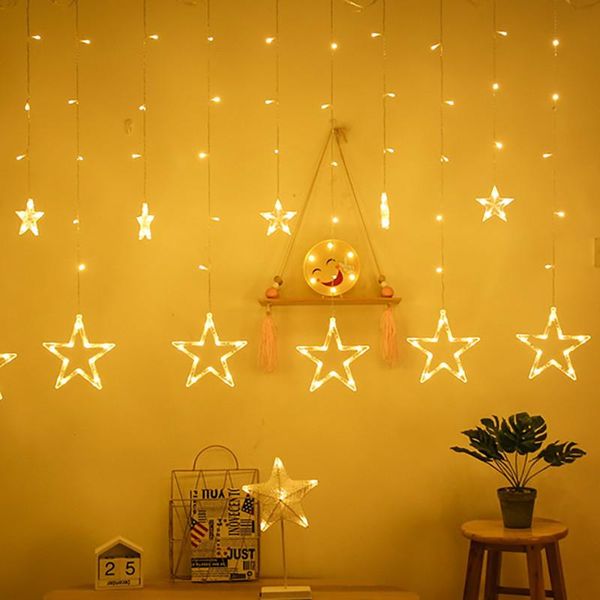 Струны светодиодные рождественские звездные светильники гирлянда сказочная занавеска открытая крытая крыло для спальни домашняя вечеринка свадебная декор флаг