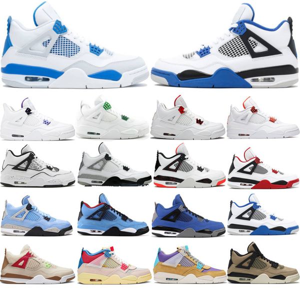 

2022 4 4s basketball shoes men women sneakers metallic purple university blue black cat tour shimmer yellow cactus pine green