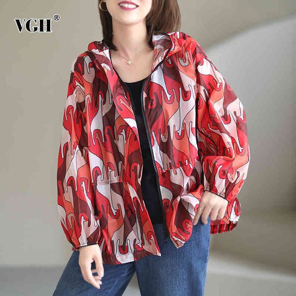 

casual print coats for women stand collar long sleeve hit color loose sun protection female spring fashion clothes 210507, Black;brown