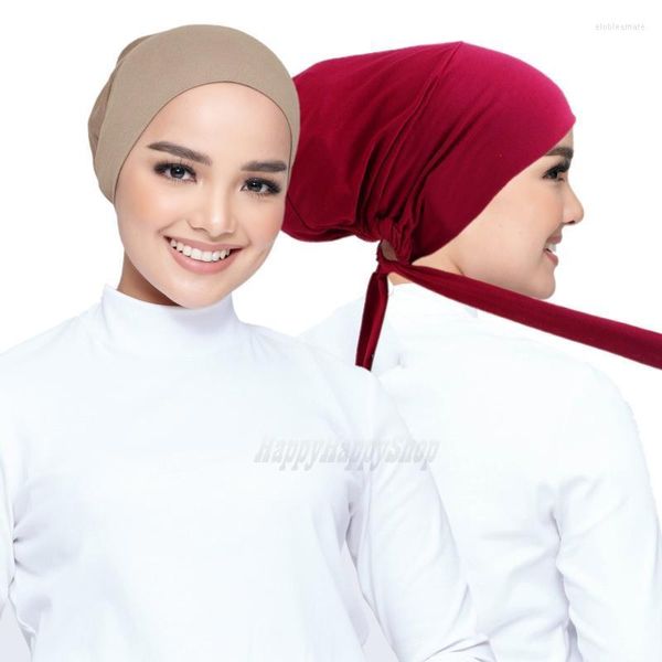 Beanie/crânio Caps Mulheres muçulmanas de cauda longa de cauda longa pré-ladrilho Turro subscarro Gorro de gorro Jersey Hijab Bonnet Elastic Bandana Cabeça Lenço