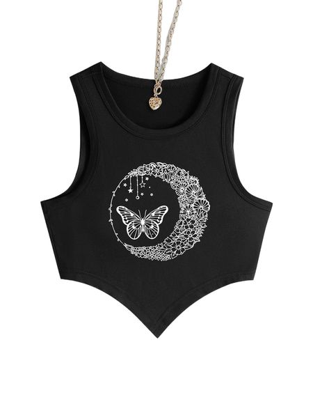 

butterfly & floral print bandana tank 9263#, White