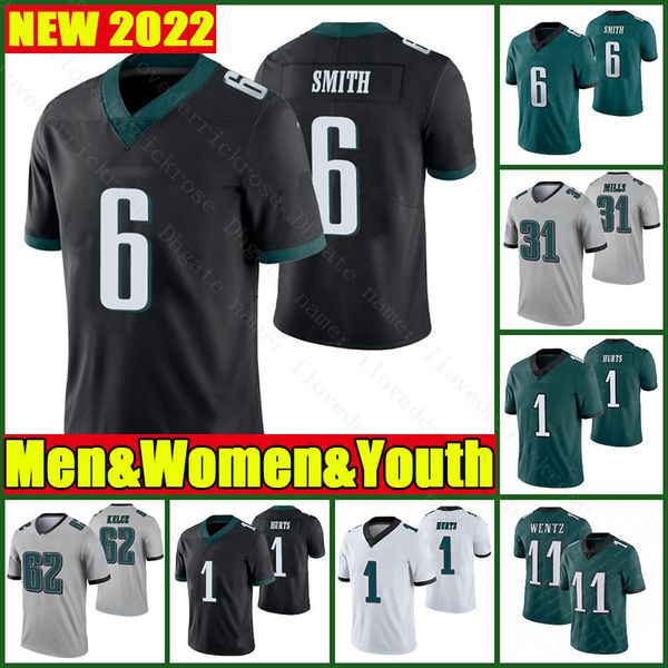

devonta smith jalen hurts jason kelce football jersey brian dawkins fletcher cox goedert miles sanders mailata brandon graham, Black;red