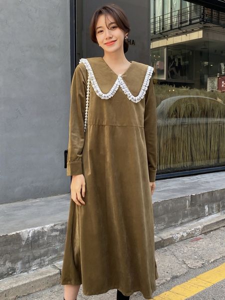 

dazy statement collar lace trim dress y1t4#, Black;gray