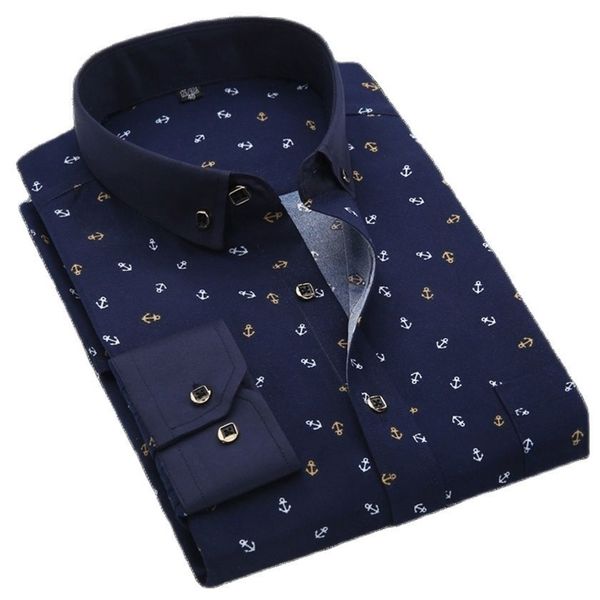 

men shirt long sleeve floral printed plaid fashion pocket casual s 100% polyester soft comfortable dress 220322, White;black