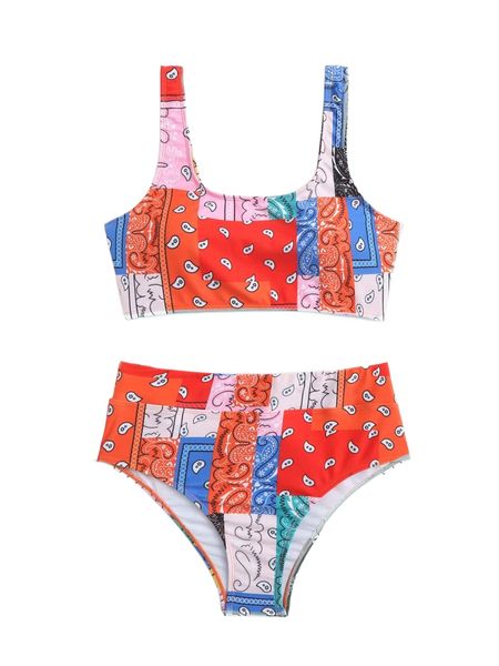 

paisley bikini swimsuit n1nj#, White;black