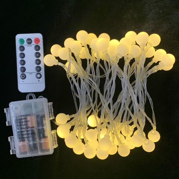 Strings LED Balls fosco Luzes de fada ao ar livre Bateria de controle remoto à prova d'água Natal para casamento de jardim descolado