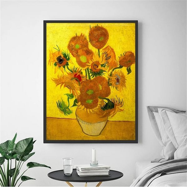 Famous Van Gogh Gunflower Canvas de pintura Poster e impressões da parede Arte da parede Pictures de flores para a sala Decoração de casa Cuadros