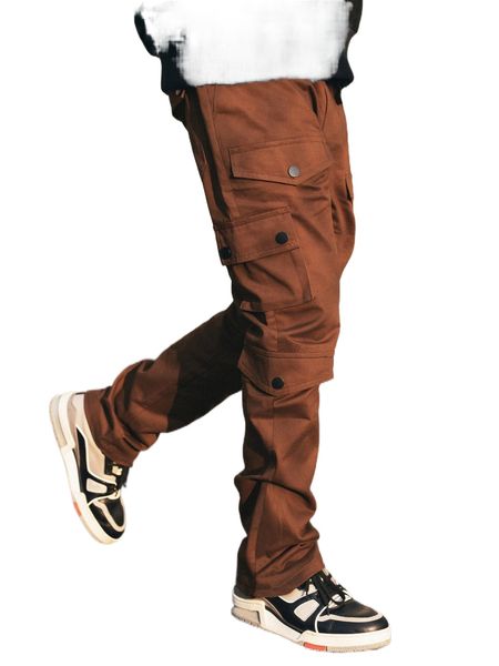 

men flap pocket drawstring waist cargo pants n0tb#, Black