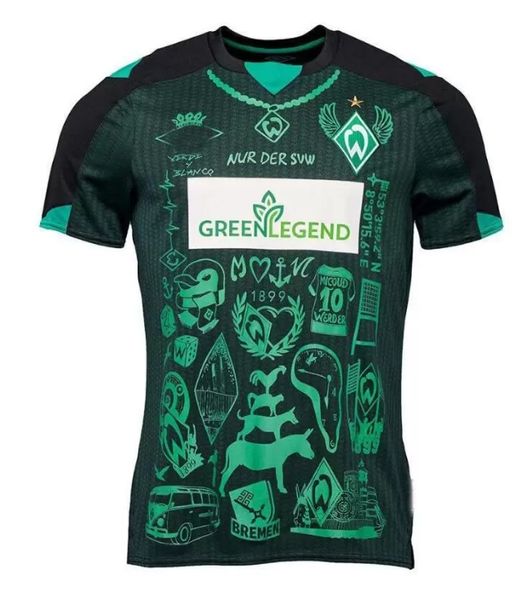 

21 22 werder bremen special soccer jersey marvin ducksch leonardo bittencourt black green 2021 2022 how deep is your love football shirts th, Black;yellow