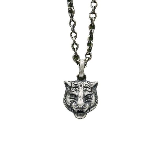 

pendant necklaces fashion brand taiyin old domineering men's tiger head personality punk and women's, Silver