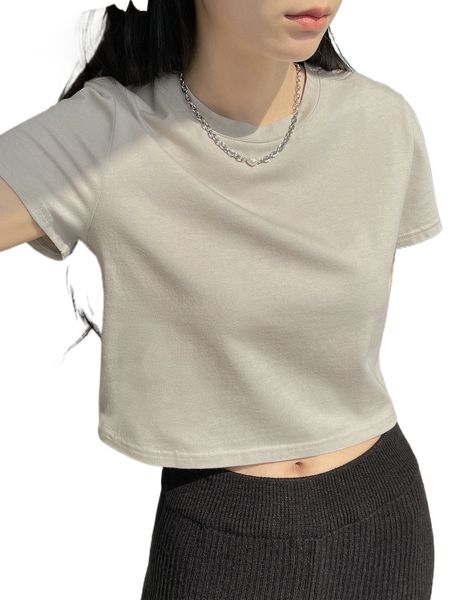 

dazy-less solid crew neck crop tee d0qw#, White