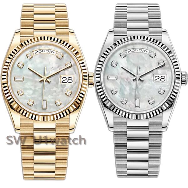 

mens ladies new dial date series classic watch with box 41mm waterproof stainless steel strap, Slivery;brown