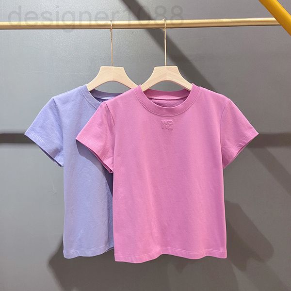 

women's t-shirt designer []aw king spring and summer new round neck solid color versatile letter print short sleeve cotton t-shirt wome, White
