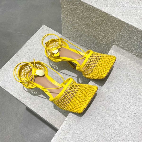 

summer lady fashion women sandals green cross-tied hollow out strappy square toe high heels party shoes, Black