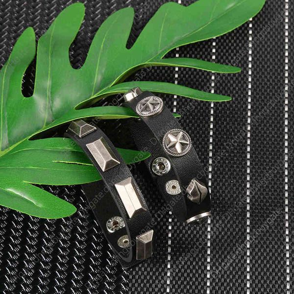 

leather bracelet men's leather bracelet women's wristband lovers punk style, Silver