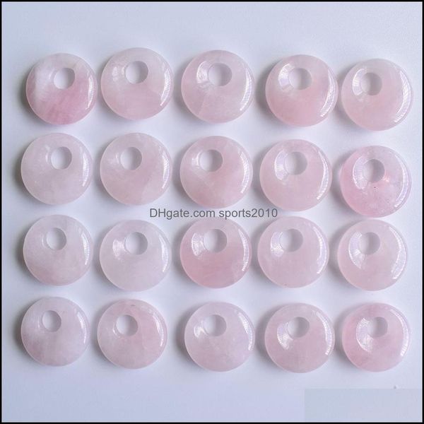 Artes e artesanato 18mm Cristais de pedra natural Gogo Donut Charms Rose Quartz Pingents Minchados para jóias Fazendo Drop Sports2010 DHY8C