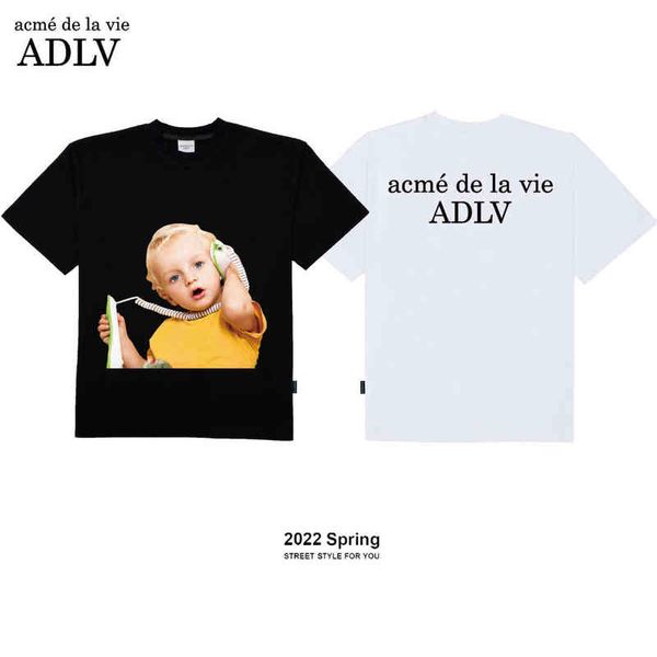 

summer 2022 adlv short sleeve couple cartoon bear printed loose t-shirt men's and women's fashion brand half t shirts for men tshi, White;black
