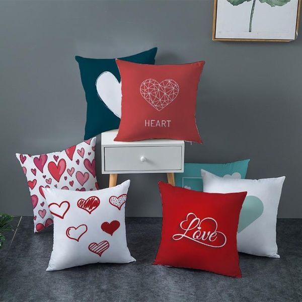 Kissen/dekoratives Kissen Valentinstag Liebeskissenbezüge 45x45 Red Pink Heart Muster Kissenbezug für Heimdekoration Sitz Leben Roo