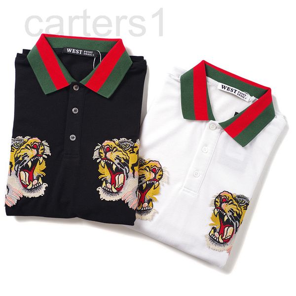 

men's t-shirts designer chao brand new polo shirt embroidered tiger head webbing loose and versatile short sleeve pure cotton couple t-, White;black