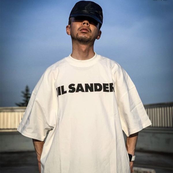 

jil t-shirts version new minimalist style loose jil letter printed sander cotton t-shirt men's and women's casual oversized tee s~, White;black