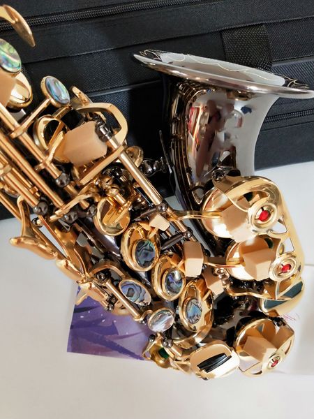 KALUOLIN Professionelles Mundstückinstrument Hochwertige Marken Sopransaxophon S-992 Schwarzgold Messing Sax