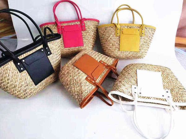 

shopping s summer new simple large capacity beach tote bag portable shoulder straw hand woven bag 220420
