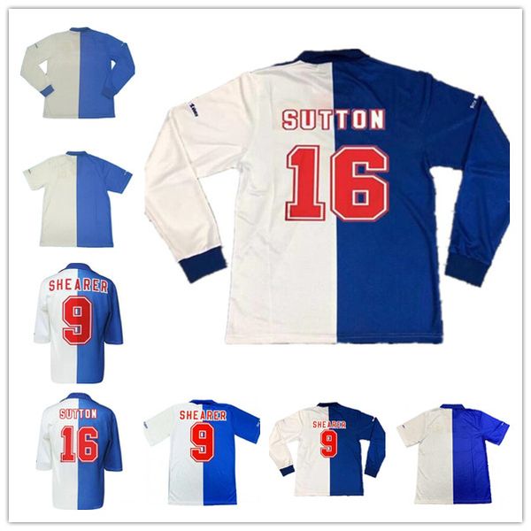 

1994 incio 1995 blackburn camisa retro soccer jerseys shearer 9 rovers classic football shirt 94 95 sutton 16 ripley 7 maillot de foot, Black;yellow