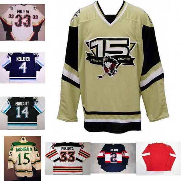 

wilkes barre 2 nate guenin 4 chris kelleher 15 j archibald 33 lasse pirjeta 14 shane endicott cusotm any name any number hockey jersey, Black