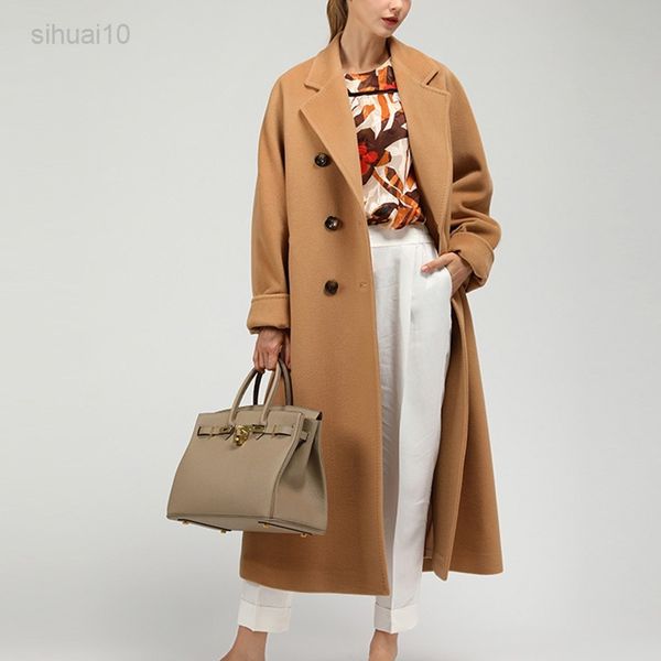 

women autumn and east season windbreaker slim single-breasted long women thin windbreaker elegant fashion jacket trenchcoat l220725, Tan;black