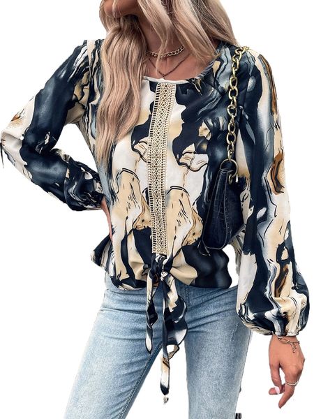 

allover print knot hem 50wy#, White