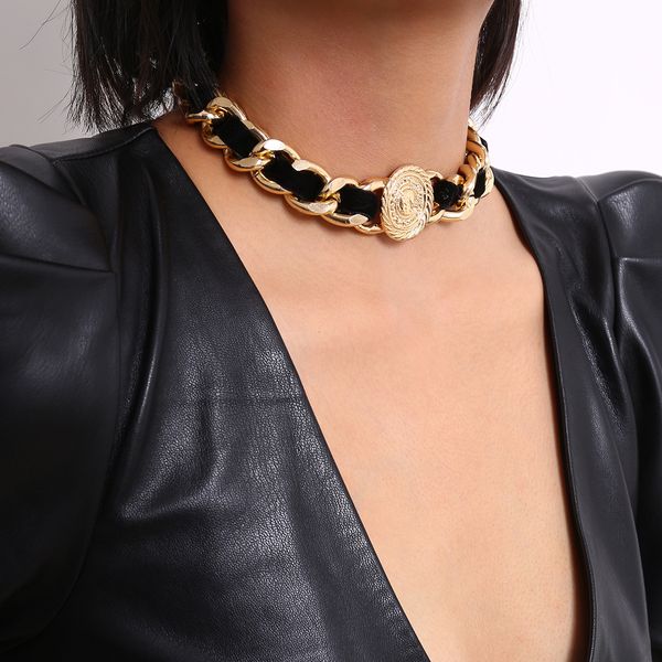 Großhandel Vintage Löwenkopf Schlange Kugelkette Layered Halskette Choker für Frauen y2k Ästhetisches Gold Silber Cuban Link Schmuck Zubehör Mutter Geburtstagsgeschenk für Damen