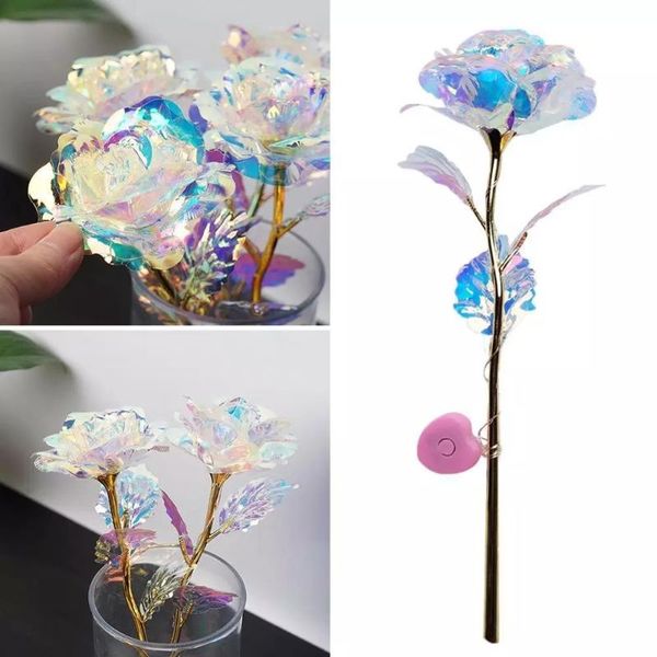 Ghirlande di fiori decorativi 24k Foglio di alluminio Oro rosa Durata Amore eterno Decorazione di nozze Amante Illuminazione Natale San Valentino Da