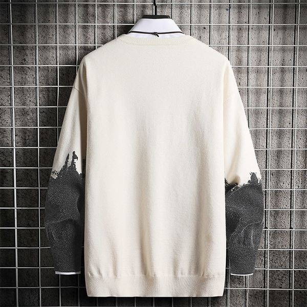 

singleroad oversized mens knitted sweater men patchwork sweaters jumper pullover hip hop harajuku casual white sweater men 201203, White;black