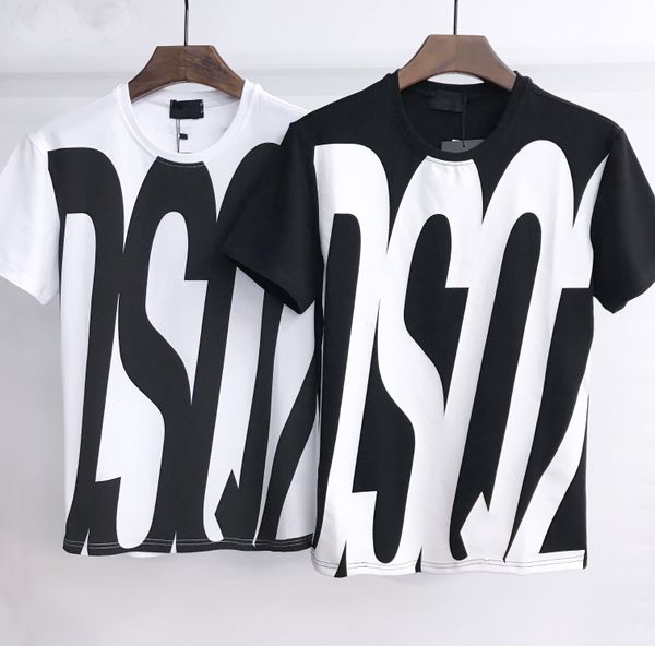 

famous mens t shirt letter print round neck short sleeve black white fashion men women teesb17, White;black