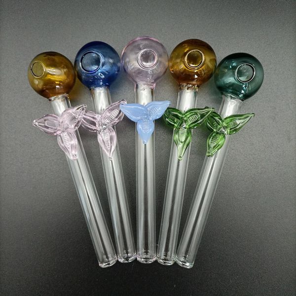 DHL Glass Oil Burner Pipe Ball OD 25mm Clear Dritto Tubo da fumo Burning Tobacco Herb Water Handle Nail Pipes