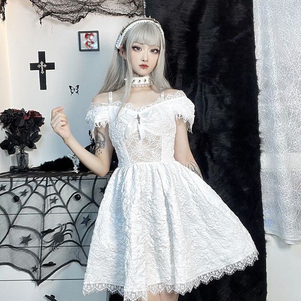 

casual dresses europe and the united states halloween dark short goth dress, Black;gray