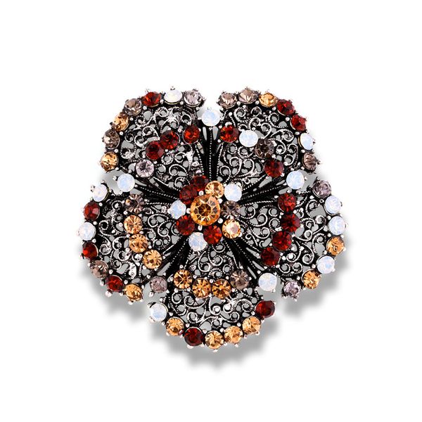 Rhinestone Broche Pins Mulheres Menina Jóias Colorido Cristal Flor Pin Fashion Camellia Corsage Estilo Vintage