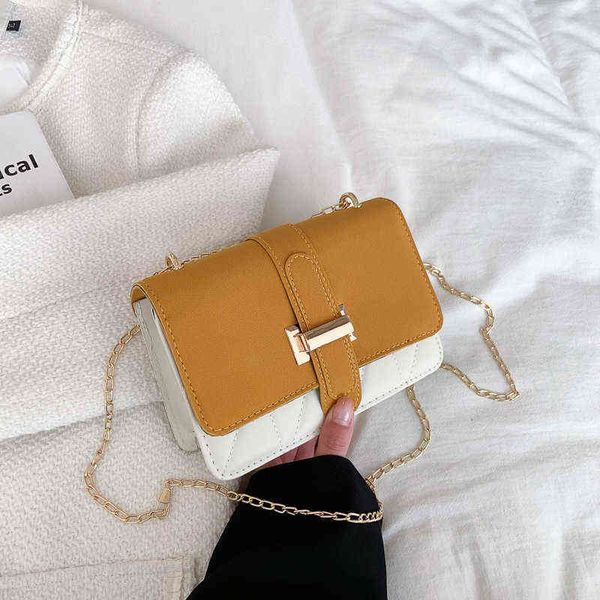 

small shoulder bags women's 2022 new contrast color chain messenger fashion texture one square bag crossbody handbag wallet wholesale