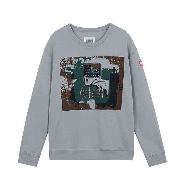 

cavempt life grey mobile cartoon long sleeve sweater round neck loose couple fashion brand, Black
