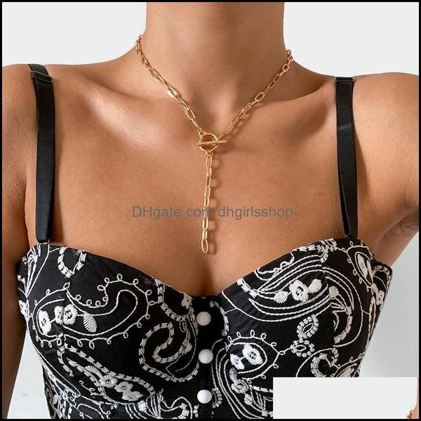 

chains necklaces pendants jewelry ingesight.z simple minimalist toggle clasps lasso choker for women punk gold colo dhkjv, Silver