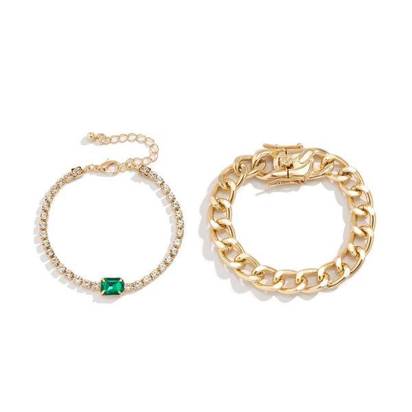 

link chain hip hop luxury shiny rhinestone bracelets set women steampunk men adjustable clear crystal charm bangles hand jewelry, Black