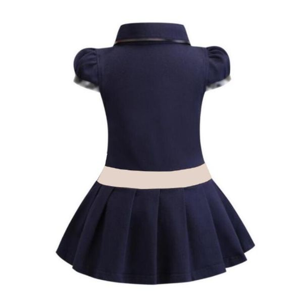 

baby girls dress lapel college wind short sleeve pleated polo shirt skirt children casual designer clothing kids clothes263q, Red;yellow