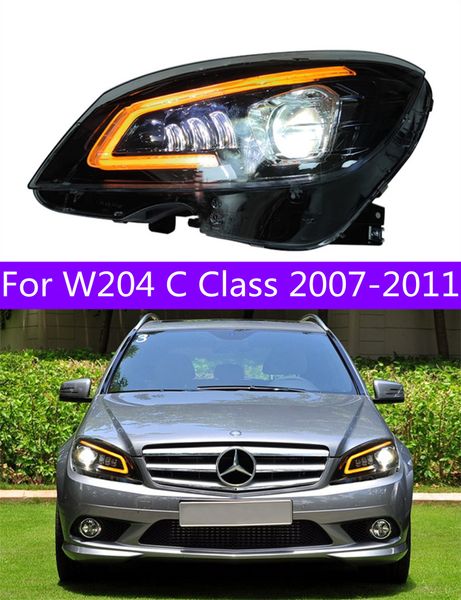 Estilo do carro para benz w204 led farol 2007-2011 c200 c260 c300 faróis drl feixe alto luzes de condução diurnas